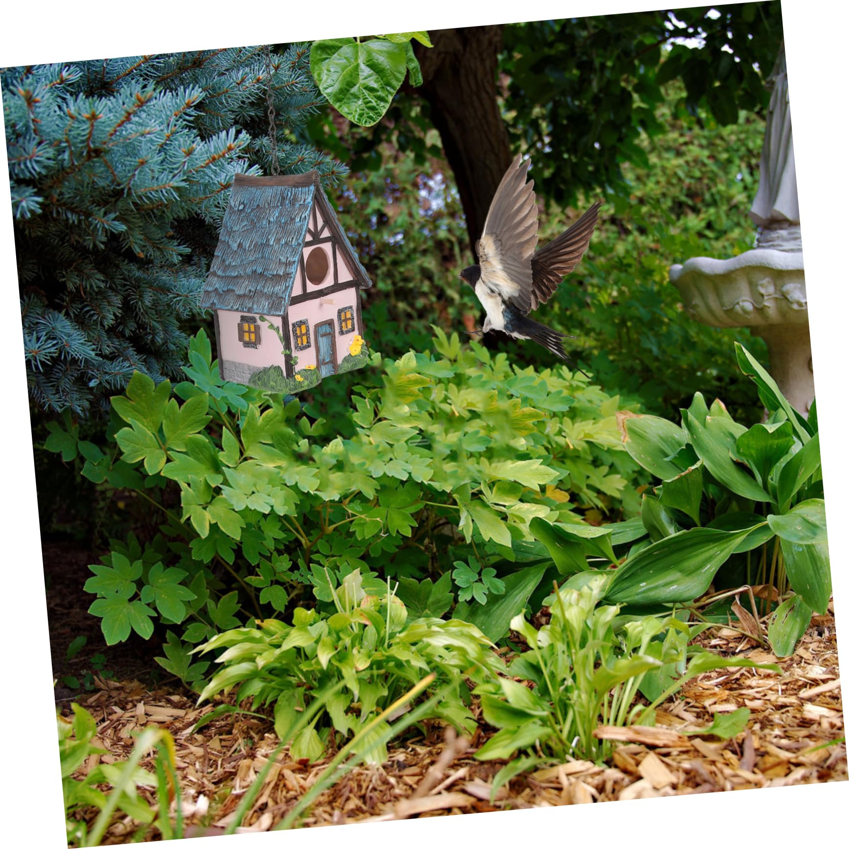 Vogelhaus Aus Kunstharz Hängend Mit Reetdach Für Garten Terrasse Wetterfestes Vogelnest Winter Unterschlupf Und Vogelnistkasten Outdoor Dekoration