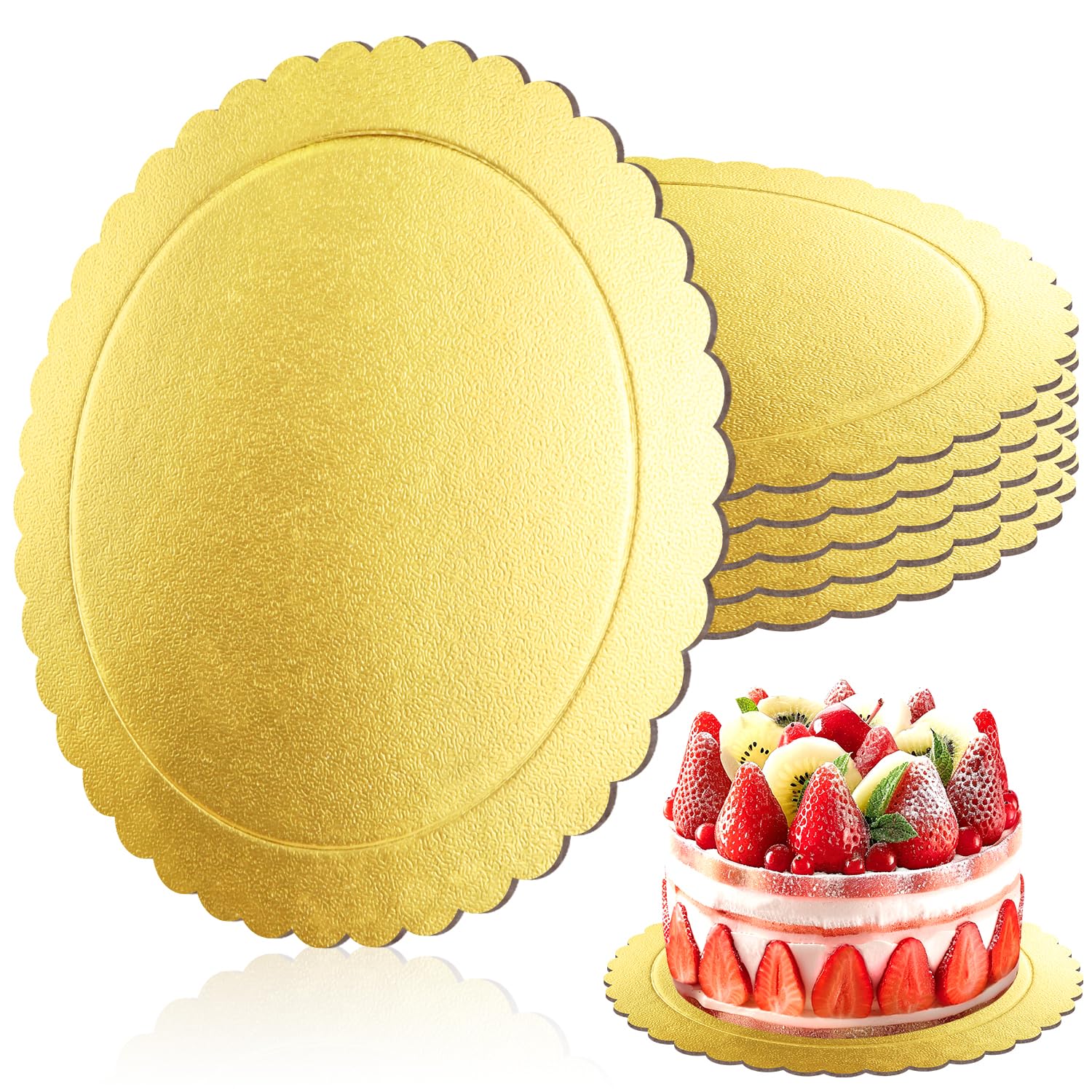 Sottotorta Tondo Cake Board Vassoio Torta Rotondo 30cm sotto torta rotondo 6Pcs Base Torta Cartone per Decorazione di Torte di Matrimoni e Feste di Compleanno (12 inch Gold)