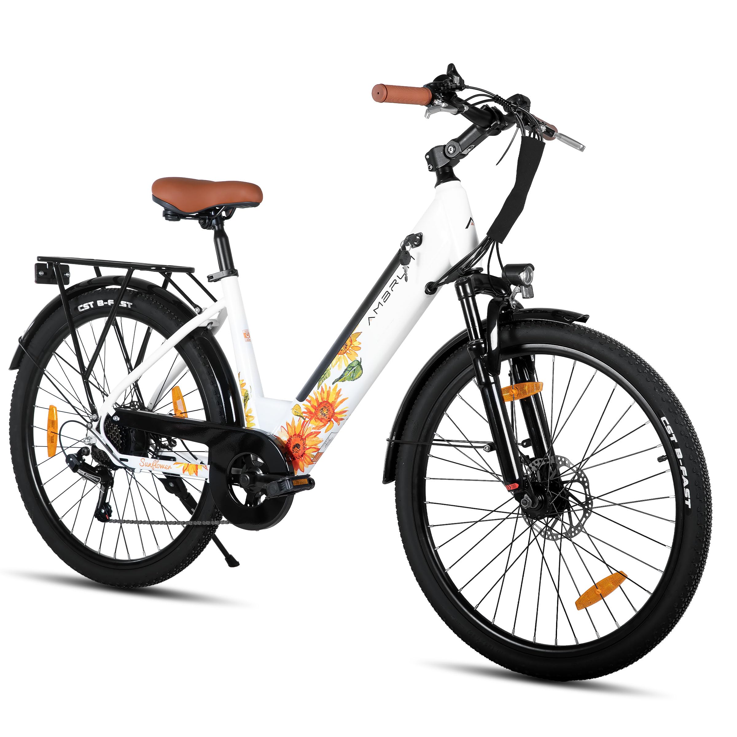 HILAND Bicicletta Elettrica 26 Pollici, E-Bike City Bike 7 Velocità con Motore 250W, Freni a Disco, Batteria 7,8Ah/10,4Ah, Bicicletta Elettrica Uomo Donna per Città e Pendolarismo