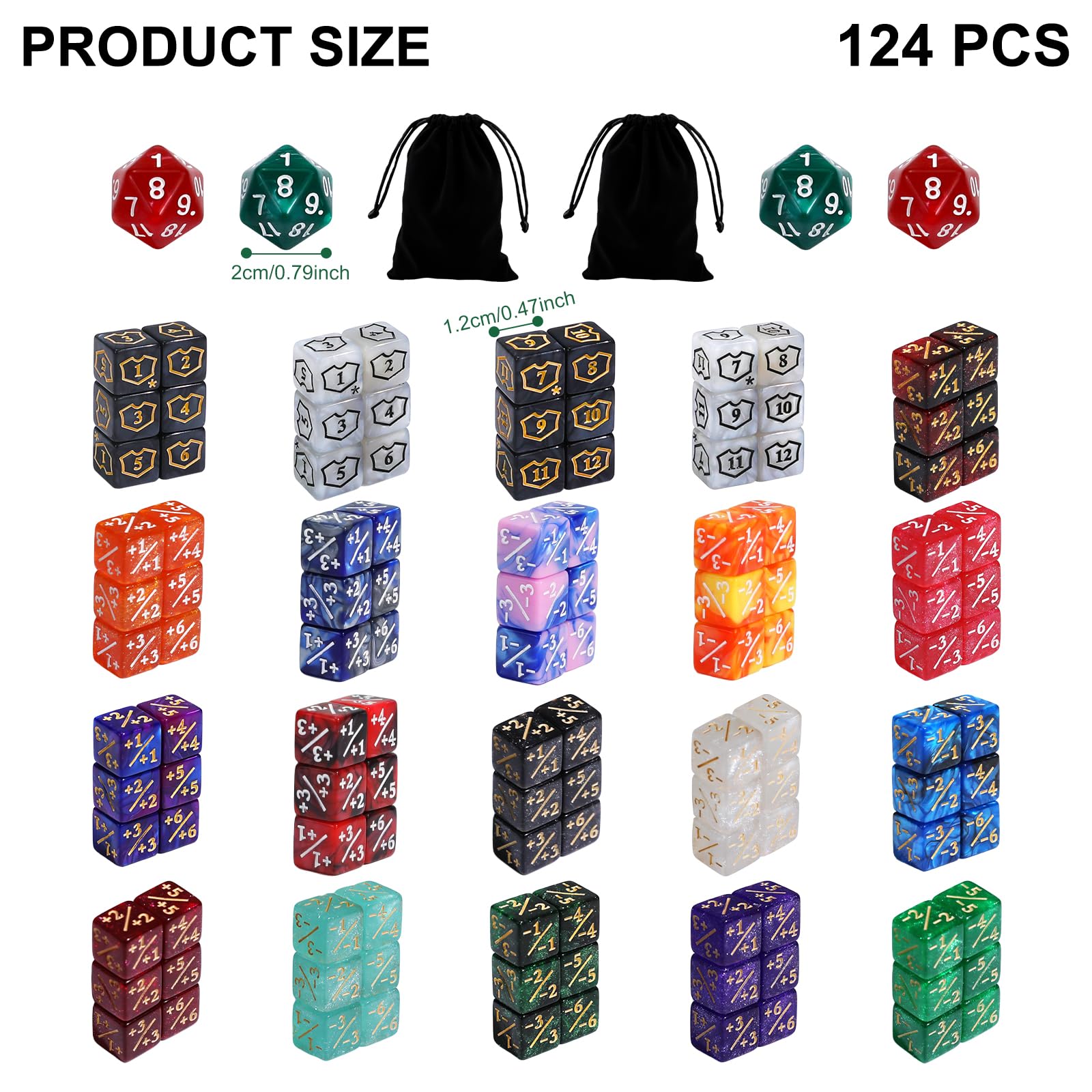 Amazon.co.jp: 124個 12mm MTGダイスセット -1/+1ライフカウンター