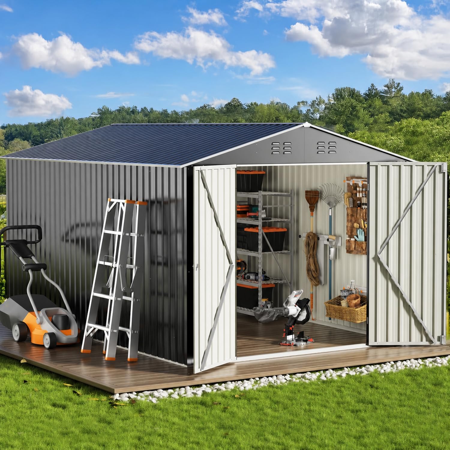 Amazon.com : WKM 8X12 FT Outdoor Storage Shed Black | Utility