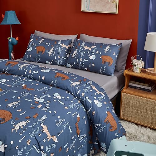 Miniatura 3 de CLOTHKNOW - Juego de funda de edredón para niños, tamaño individual, queen. Juegos de ropa de cama de algodón de 3 piezas para niños y niñas, tamaño