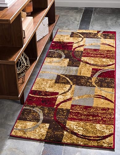 Unique Loom Barista Collection - Alfombra moderna a cuadros, contemporánea, multicapas, Polipropileno, MultiNegro