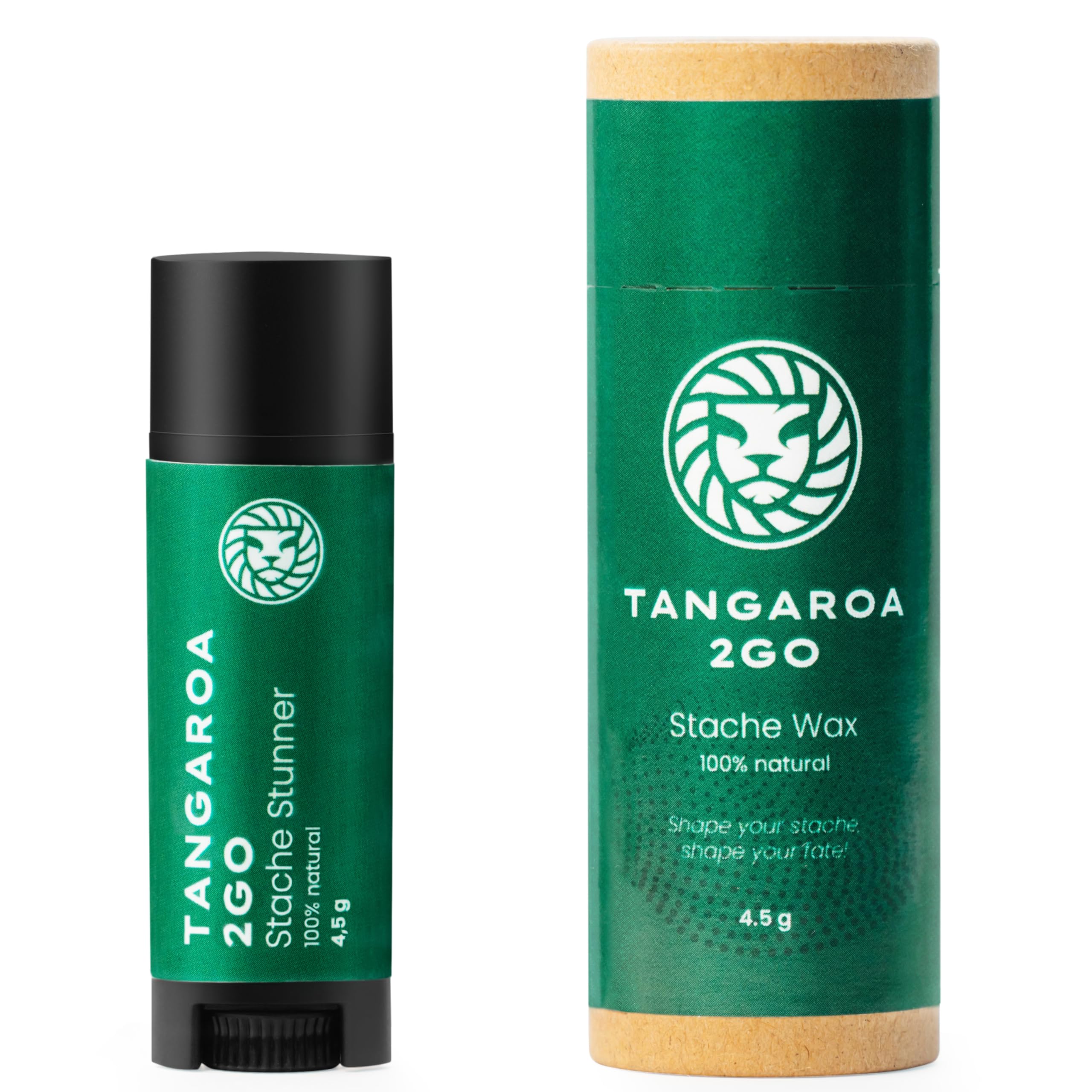 Tangaroa 2Go Schnurrbartwachs – 4,5 g – Mittlerer Halt – 100 % natürlich – Zitrusduft – Pocket Stick – Ohne Füllstoffe – Ohne Schnickschnack – Reisegröße – Hergestellt in Slowenien