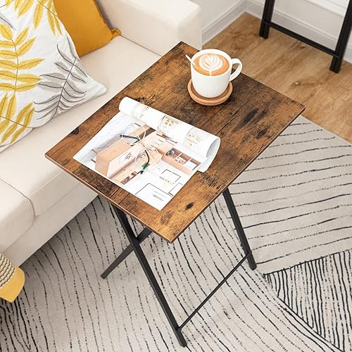 Miniatura 7 de HOOBRO Folding TV Tray Tables, Set of 4 TV Trays with Storage Rack, Industrial Side Table for Eating at Couch, Foldable Snack Table for Small Space,