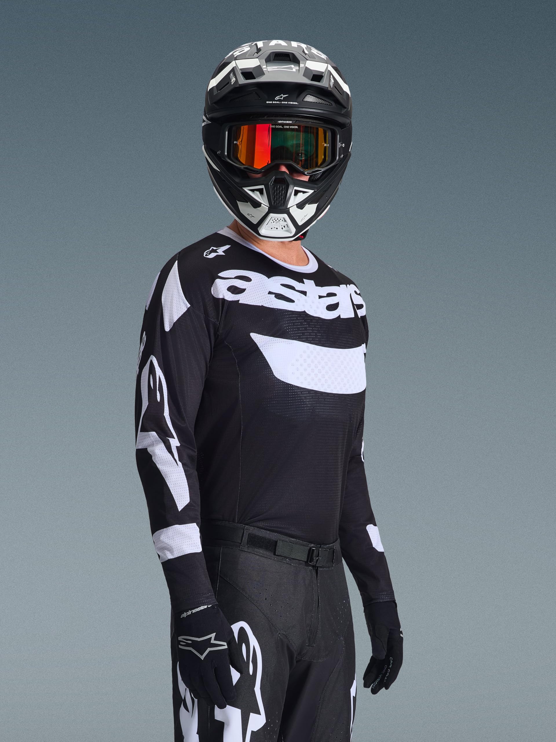 Alpinestars Racer Air Riway Maglia da motocross, nero/bianco, L
