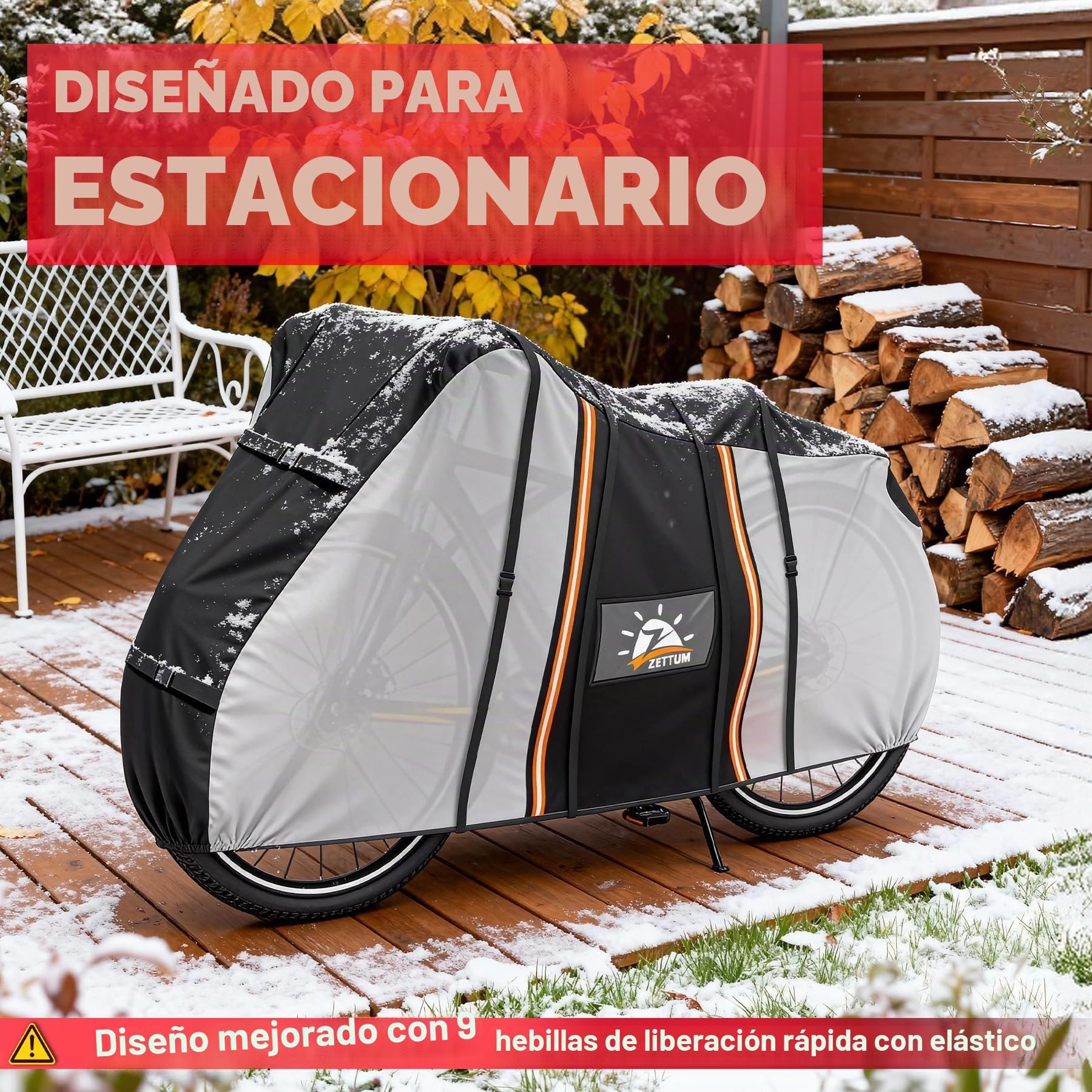 Zettum Funda de Bicicleta para 3 Bicicleta, Cubierta Protector para Bicicleta 602D Oxford Impermeable y Resistente Funda de Bicicleta con Hebillas Inteligentes Resistentes al Viento (Transparente)