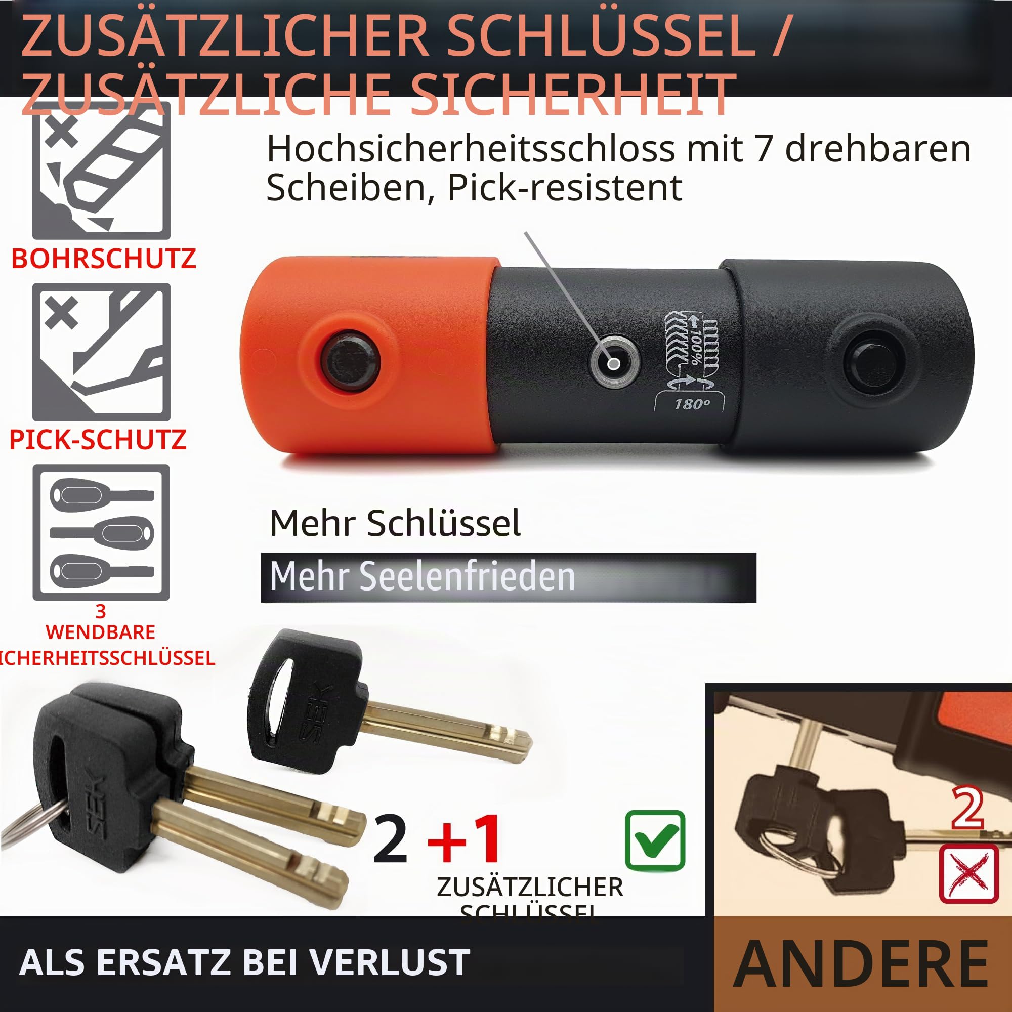 KRASER KR85M Anti-Diebstahl Motorrad Fahrradschloss Bügelschloss Vorhängeschloss U Homologiert SRA-Schloss Sicherheit Solides Schloss 85x250 Ø18 Diebstahlsicherung Motorräder Motorroller Fahrrad