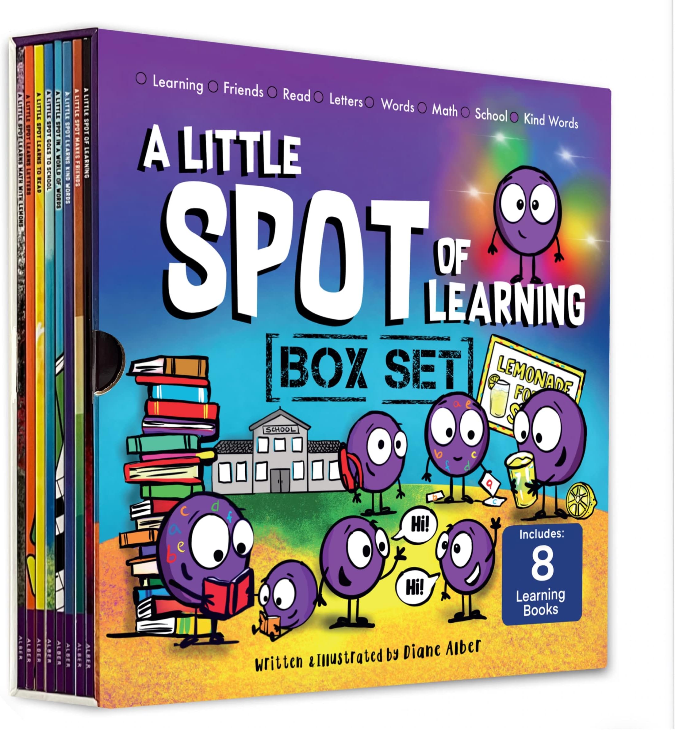 A Little SPOT of Learning 8 Book Box Set (Books 33-40: Kind Words, Friendship, Learning with Emotions, Goes to School, Letters, Words, Reading, Math)