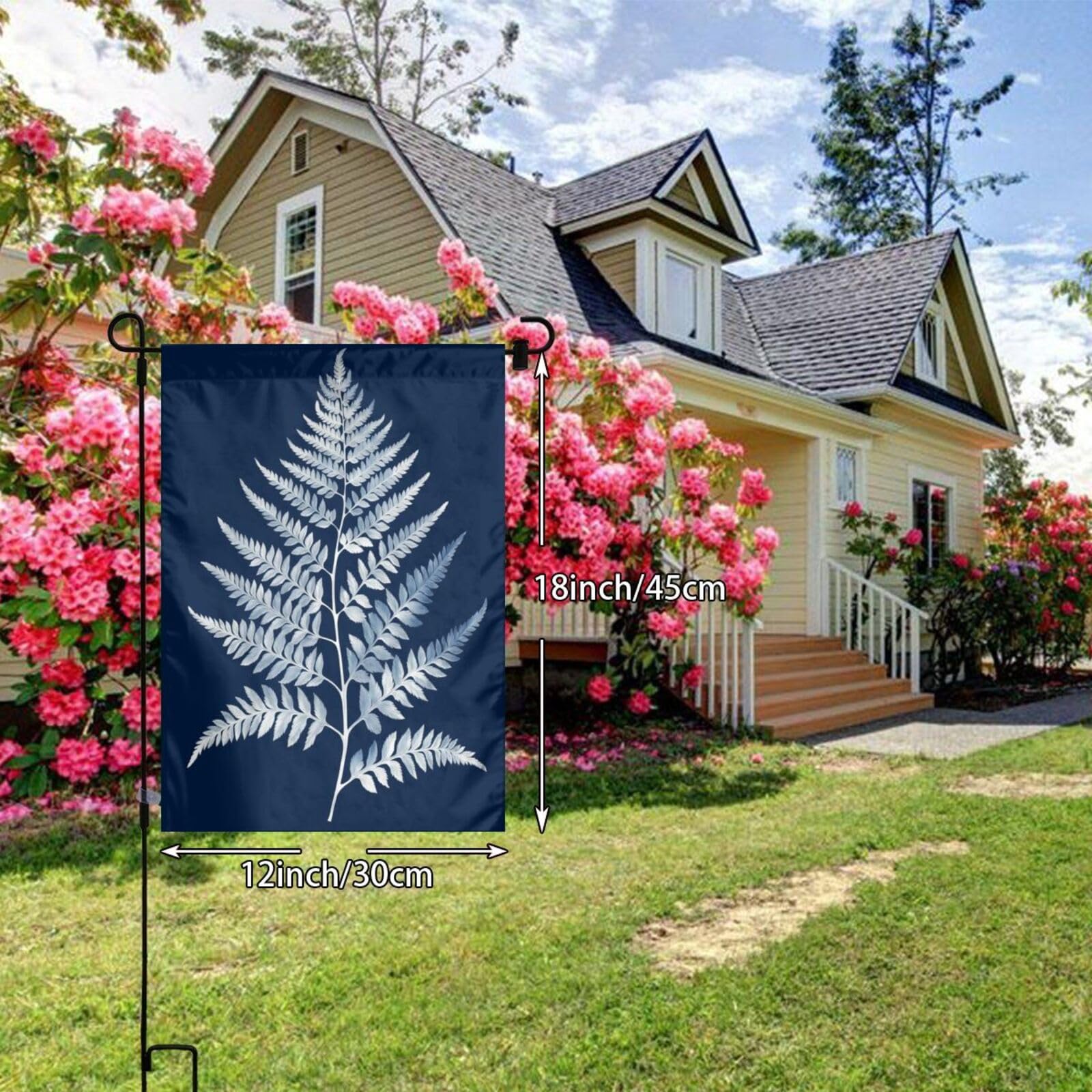 White Fern Leaves Garden Flag 12x18 Vertical Double Sided Farmhouse Holiday Outside Decorations Yard Flag