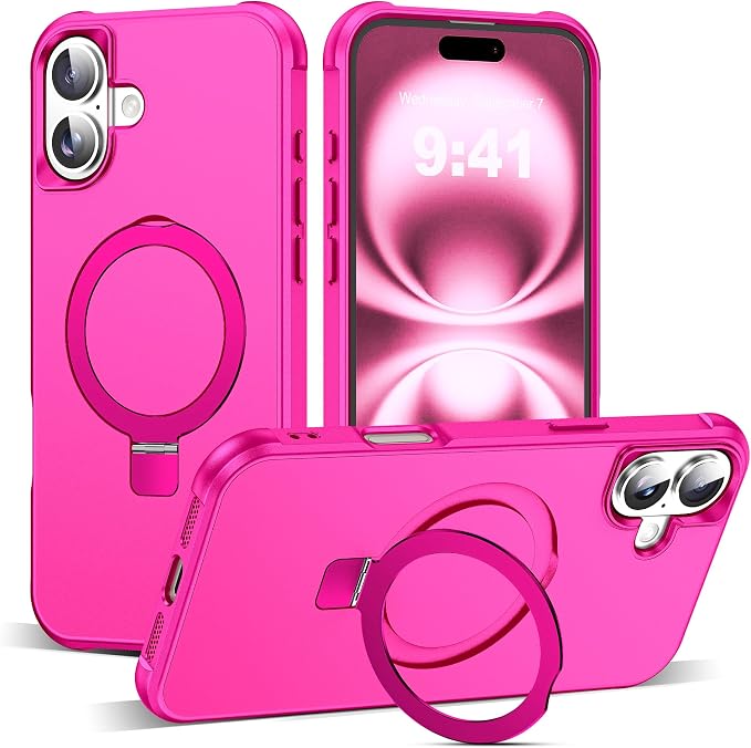 TIANLI Designed for iPhone 11 Pro Max Case with Magnetic Invisible Ring Stand [Compatible with Mag-Safe] [Military Drop Protection] Shockproof Anti-Slip Cover for iPhone 11 Pro Max 6.5 Inch,Hot Pink