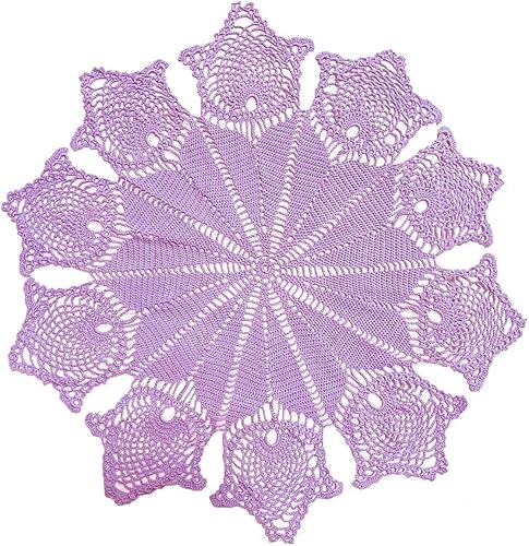 Vista 13 de BIBITIME Manteles individuales de encaje redondos hechos a mano con diseño de flores de ganchillo para cocina