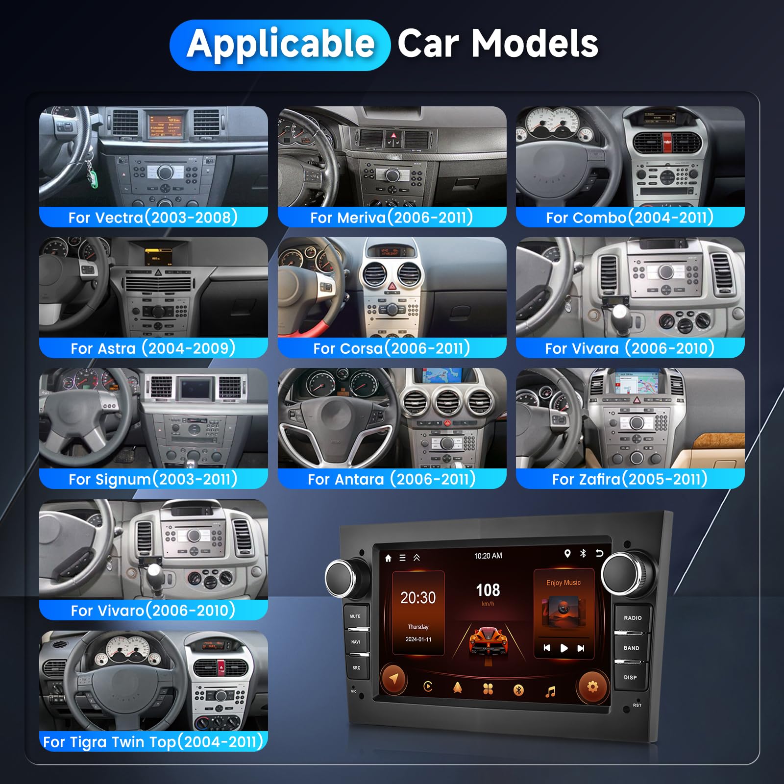Hodozzy Carplay Radio Coche para Opel Astra Antara Vectra Corsa Zafira Meriva Vivaro Combo,7 Pulgada Touchscreen con/Mirror Link WiFi/GPS/RDS/FM/Bluetooth/USB+Camara Marcha Atras,Negro,2G+64G