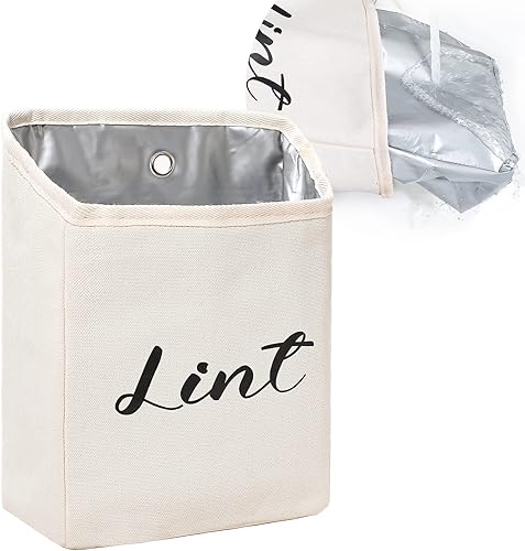 Kamehame Contenedor magnético para organización y almacenamiento de lavandería bolsa de pelusa de lino y algodón montaje en pared ahorro de espacio