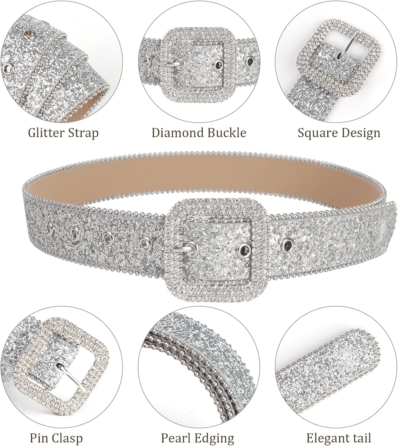 Women Rhinestone Belt Western Cowgirl Cowboy Belts Bling Diamond Waist Belts for Jeans Pants Y2k Sparkly Belt - Image 3