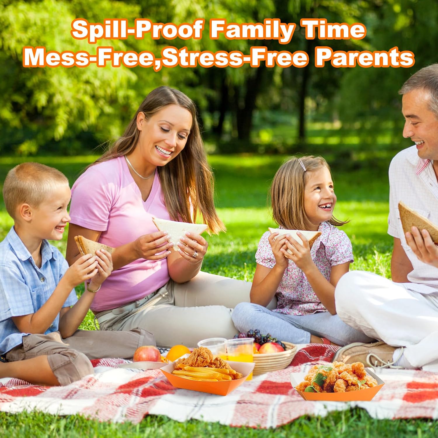 50 Pcs 2lb Paper Food Boat Trays Disposable，Snack Tray，Food Trays for Snack French Hot Dog Taco Popcorn Picnic party Wedding，Concession Stand Supplies (Orange) image 3