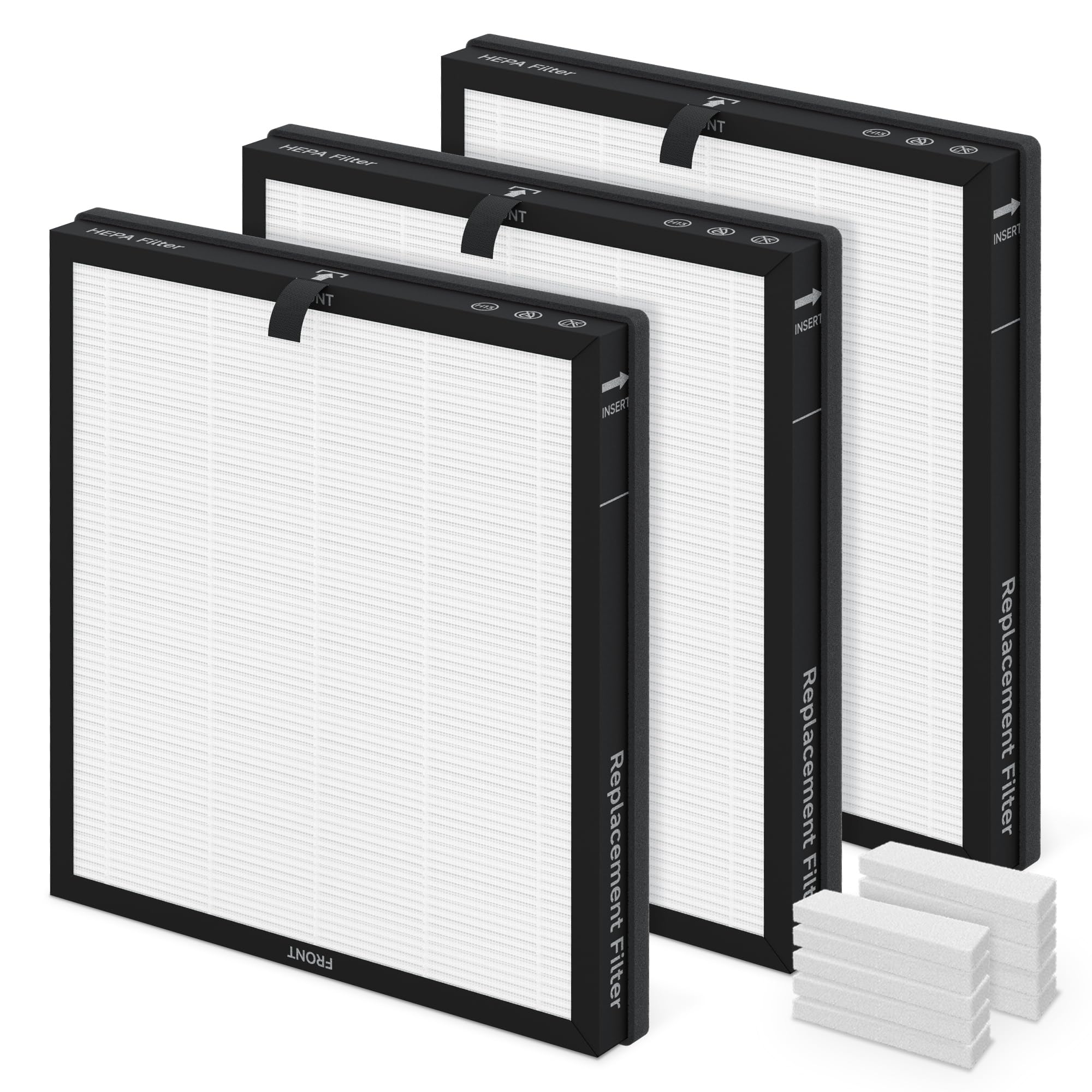 3 Pack AP2301 Replacement Filter for AIRTOK AP2301, Honeyuan ZY3866G, SereneLife SLARP1076WT & SLARP1076BK Air Purifiers | 3-in-1 HEPA + Carbon Filter