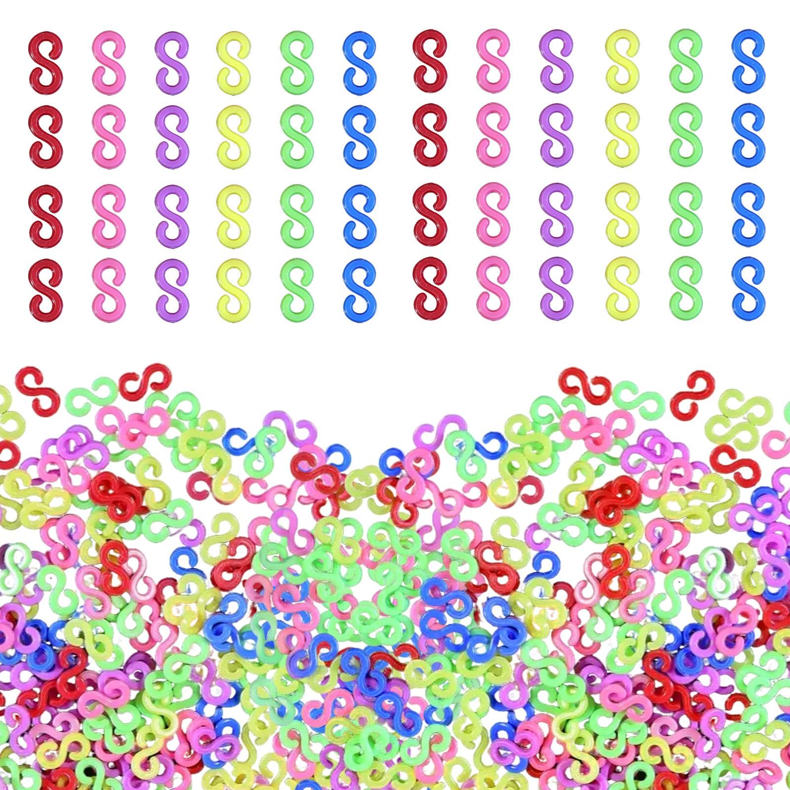 300Pcs Loom Bands S Clips,Colourful Plastic Band Clips Connectors Refills Bracelet Kit Hooks,for Craft Making DIY Bracelet Connector Weaving Necklace Jewelry Accessories