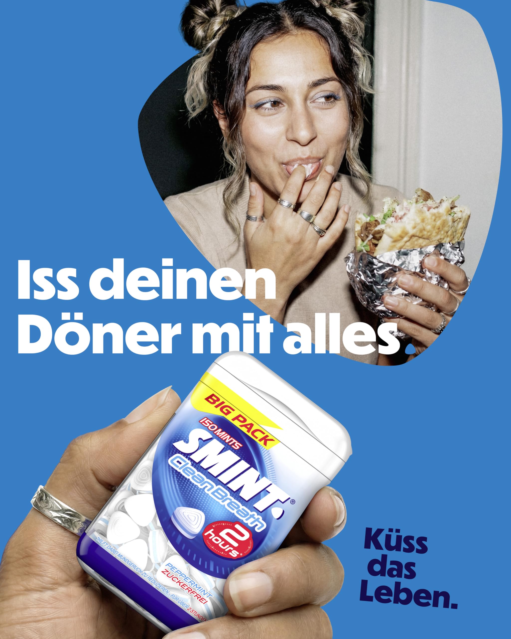 Smint 2H Clean Breath Peppermint, 8 Big-Pack Dosen mit je 150 Minz-Pastillen, zuckerfreie Mints für über 2 Stunden frischen Atem (8 x 150 Stück)