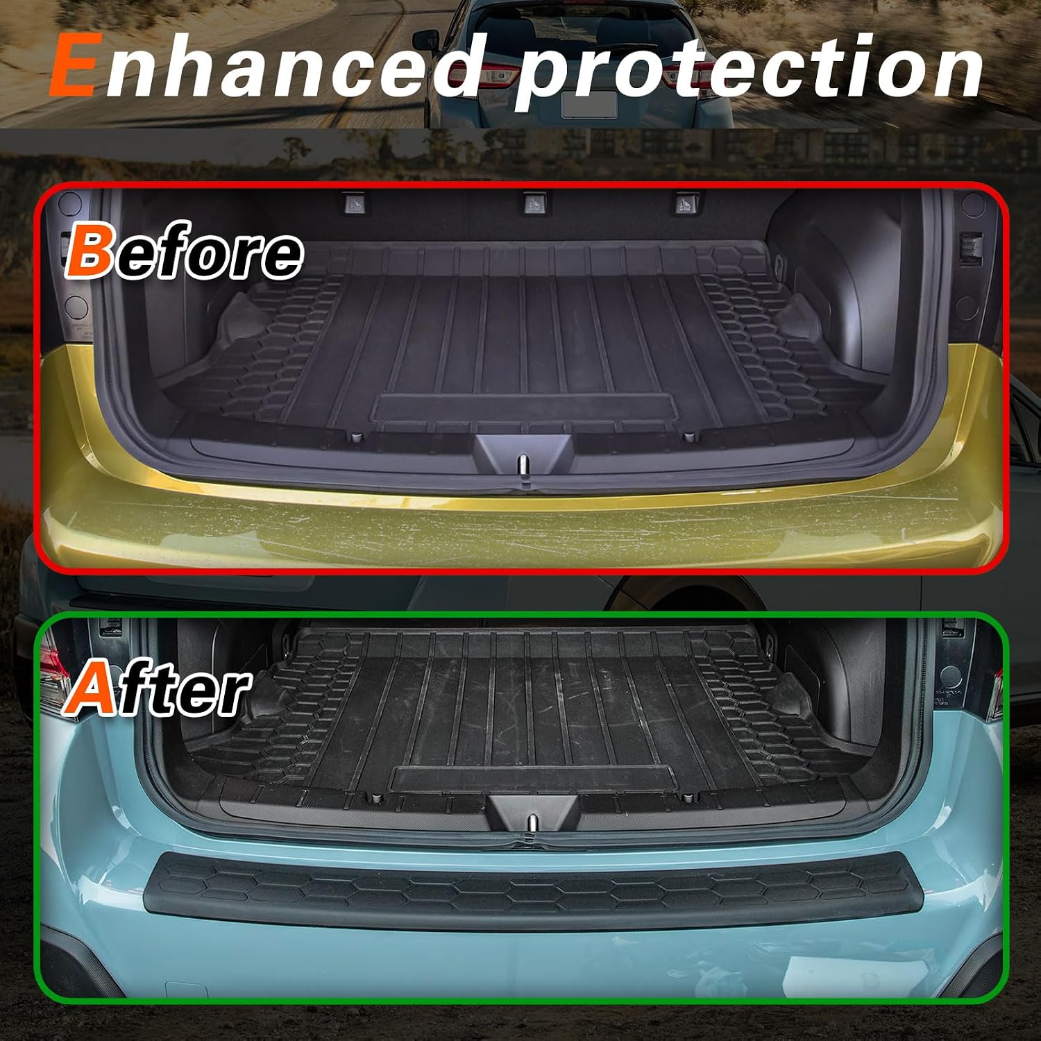 Rear Bumper Protector Compatible with Subaru Crosstrek 2018-2023 Trim Cover Scratch Resistant Trunk Door Entry Guards Trunk Door Sill Cover Scuff Plate Strip Protection