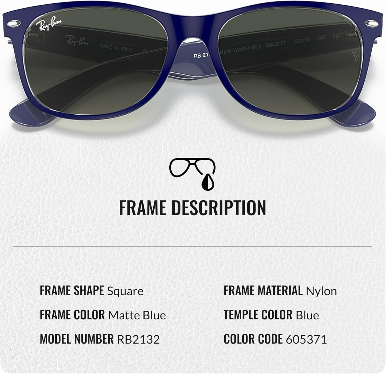 Ray-Ban RB2132 NEW WAYFARER COLOR MIX Square Shaped Sunglasses for Men & Women with Official RAYBAN Eyewear Kit - Image 3