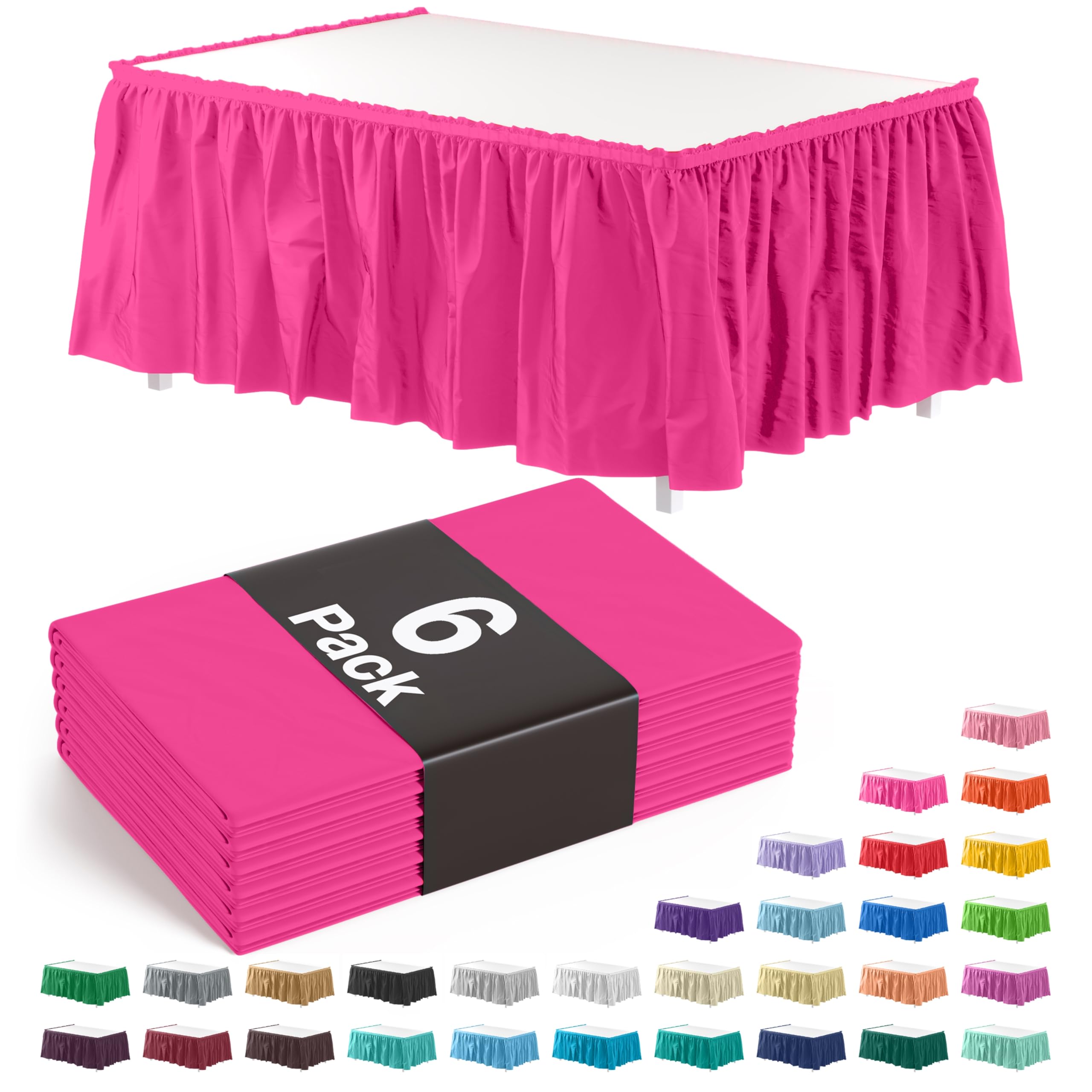 Exquise solide Couleur 4,3 m. Plastique Nappe Jupe, plastique jetables Tableskirts – 6 fils cerise