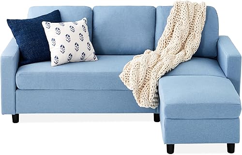 Miniatura 19 de Best Choice Products Sofá Seccional Tapizado para Hogar, Apartamento, Dormitorio, Habitación Adicional, Espacios Compactos con Chaise Lounge, 3 Lino
