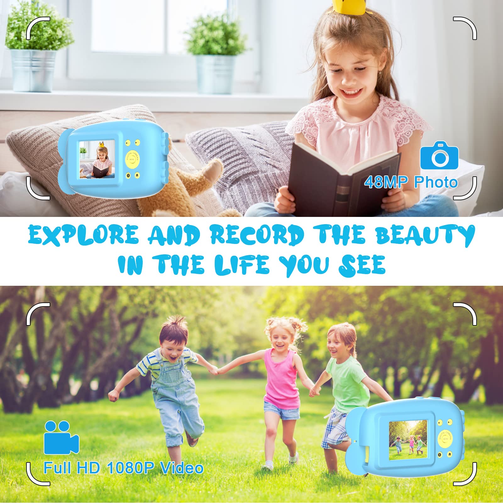 Cámara Niños Impermeable Cámara Digital Infantil DioKiw 48 MP Impermeable - Pantalla IPS 2, 1080P, Ideal Para Niños De 3 A 12 Años Cámara Infantil 48mp