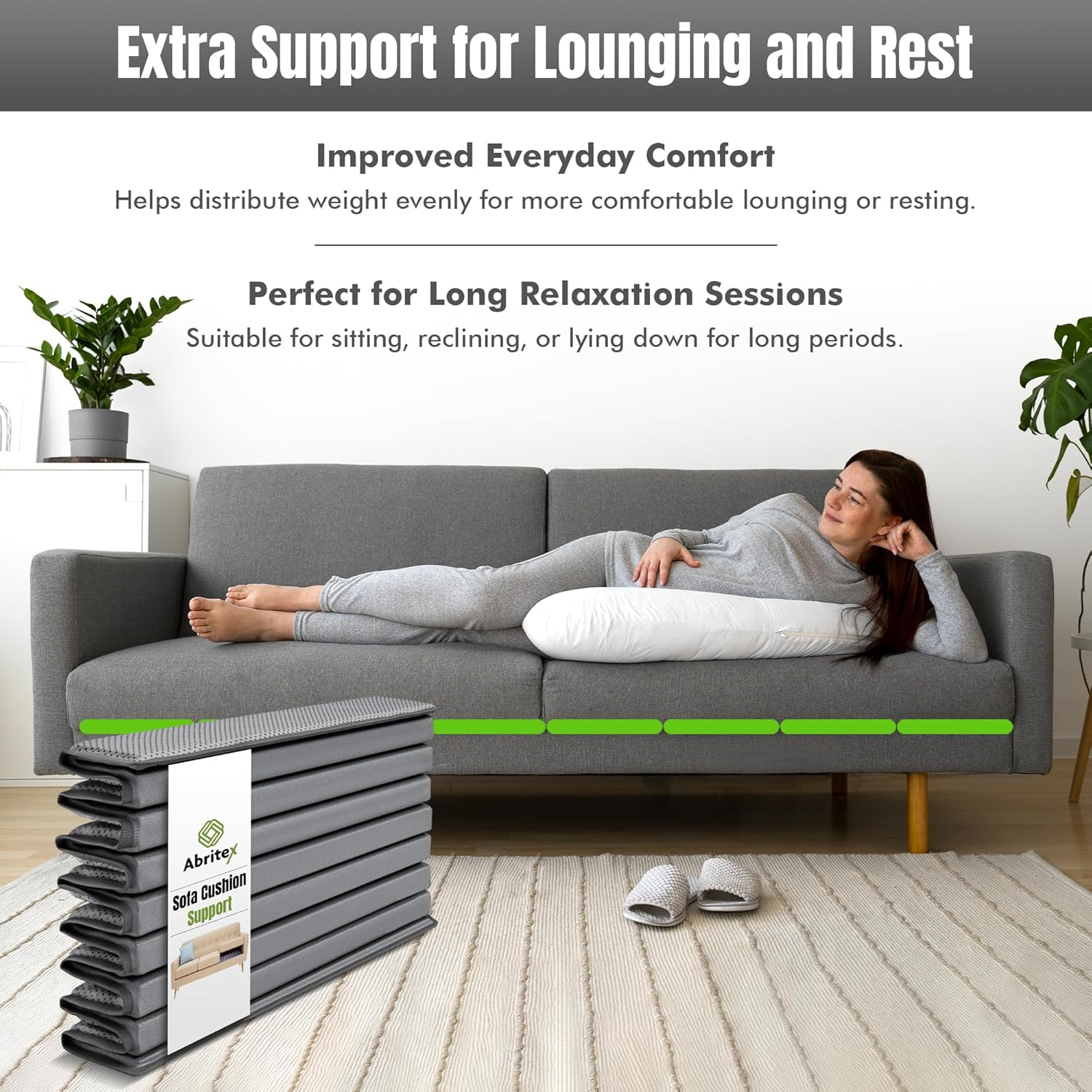 Heavy Duty Couch Cushion Support Board for Sagging Sofas, Foldable Plywood Under Cushion Support with Non-Slip Oxford Cloth Cover, Sofa Support for Sagging Cushions, Under Couch Board 15 (70 x 22 in)