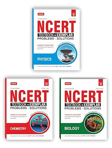 MTG NCERT Textbook + Exemplar Problem Solutions Class 11 Physics, Chemistry &amp; Biology (Set of 3 Books) | Complete Solutions to All Objective &amp; Subjective Questions