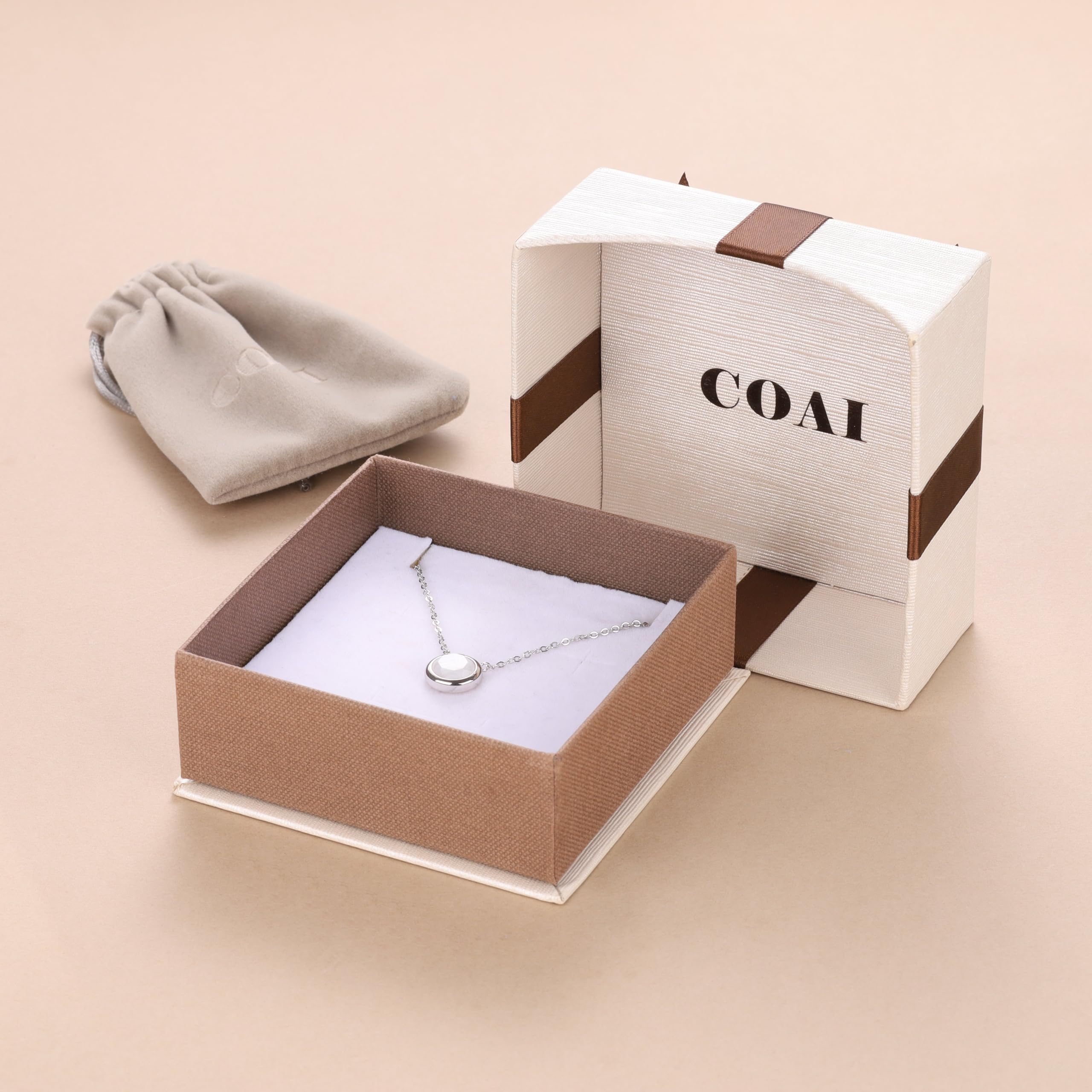 COAI Collana da Donna in Argento 925 con Ciondolo di Pietra di Luna Adularia Naturale