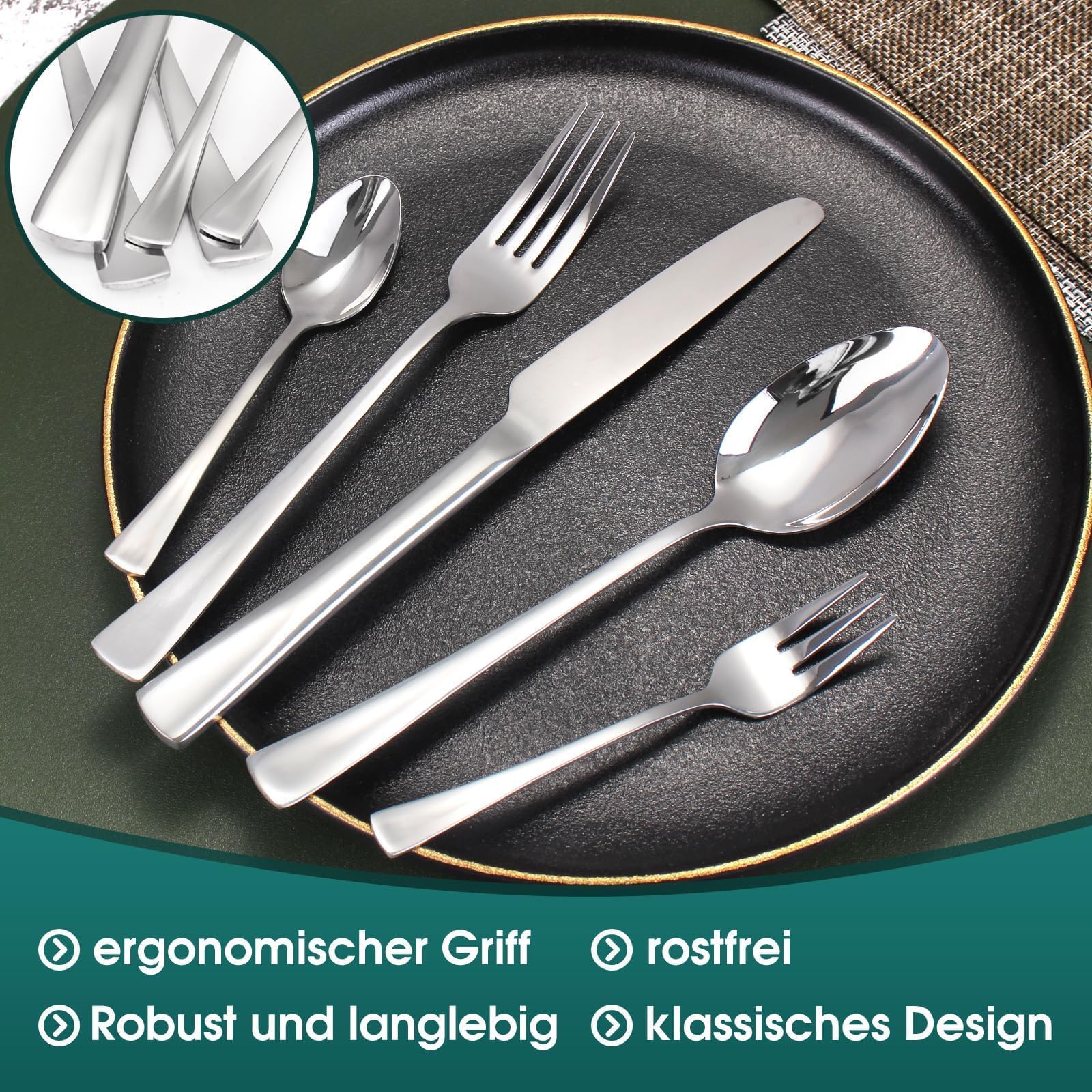 Targizer Set Posate Colorate Arcobaleno 30 Pezzi Per 6 Persone - Acciaio Inox Con Coltelli, Forchette, Cucchiai E Cucchiaini - Lavabili In Lavastoviglie