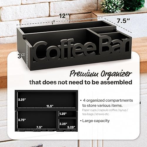 Miniatura 4 de Organizador de estación de café, organizador de café de madera para oficina y hogar, organizador de estación de café para encimera, organizador de