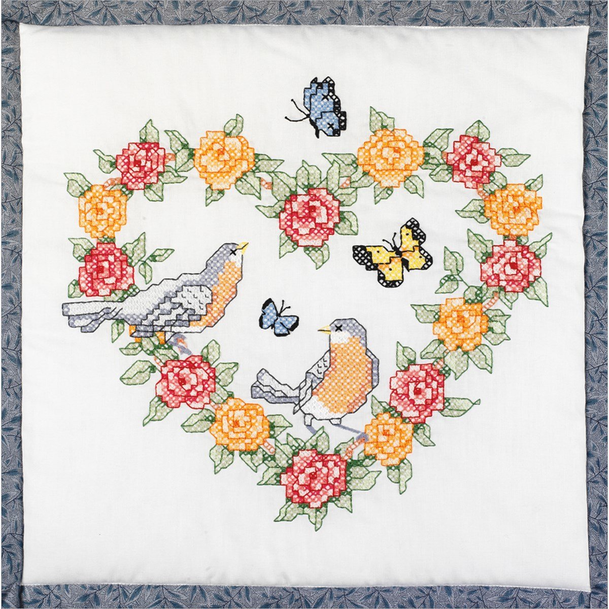 Janlynn Stamped Cross Stitch Quilt Blocks, Spring Heart Amazon.in