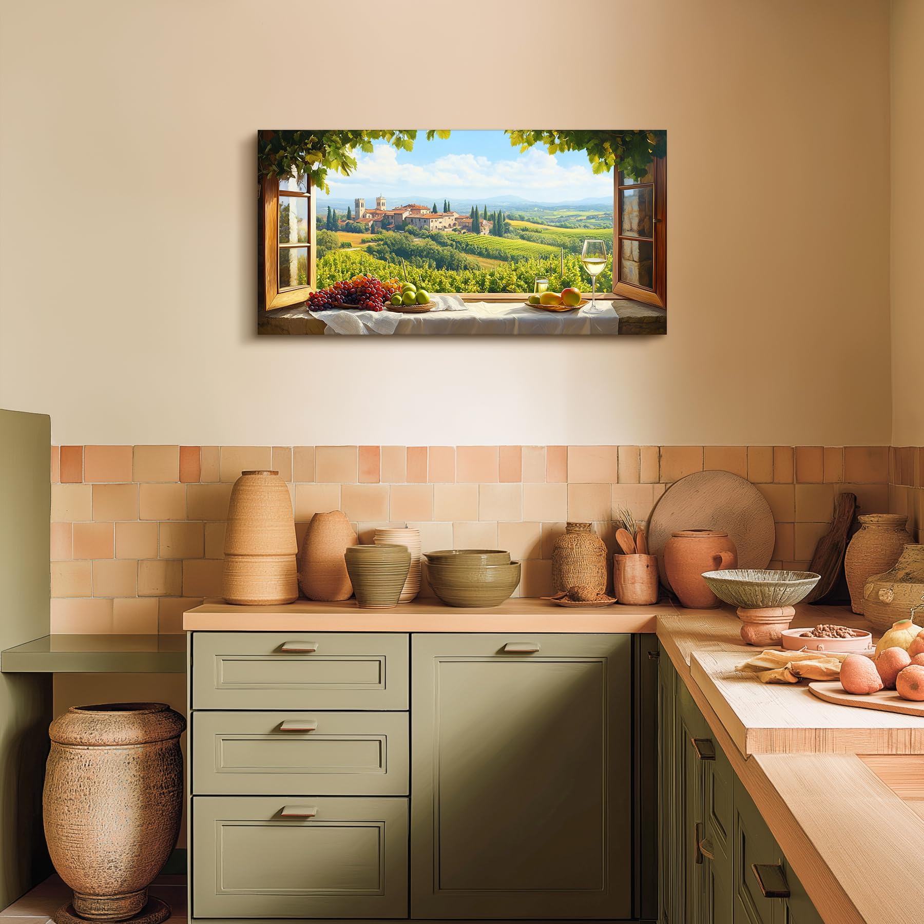 MHARTK66 Artística Montaña Paisajes Cuadros Decoracion Moderno 50x100 cm | vista de ventana, hd nítida, lienzo tensado a mano, ganchos metálicos, fácil de limpiar y colgar, apta para varios espacios.