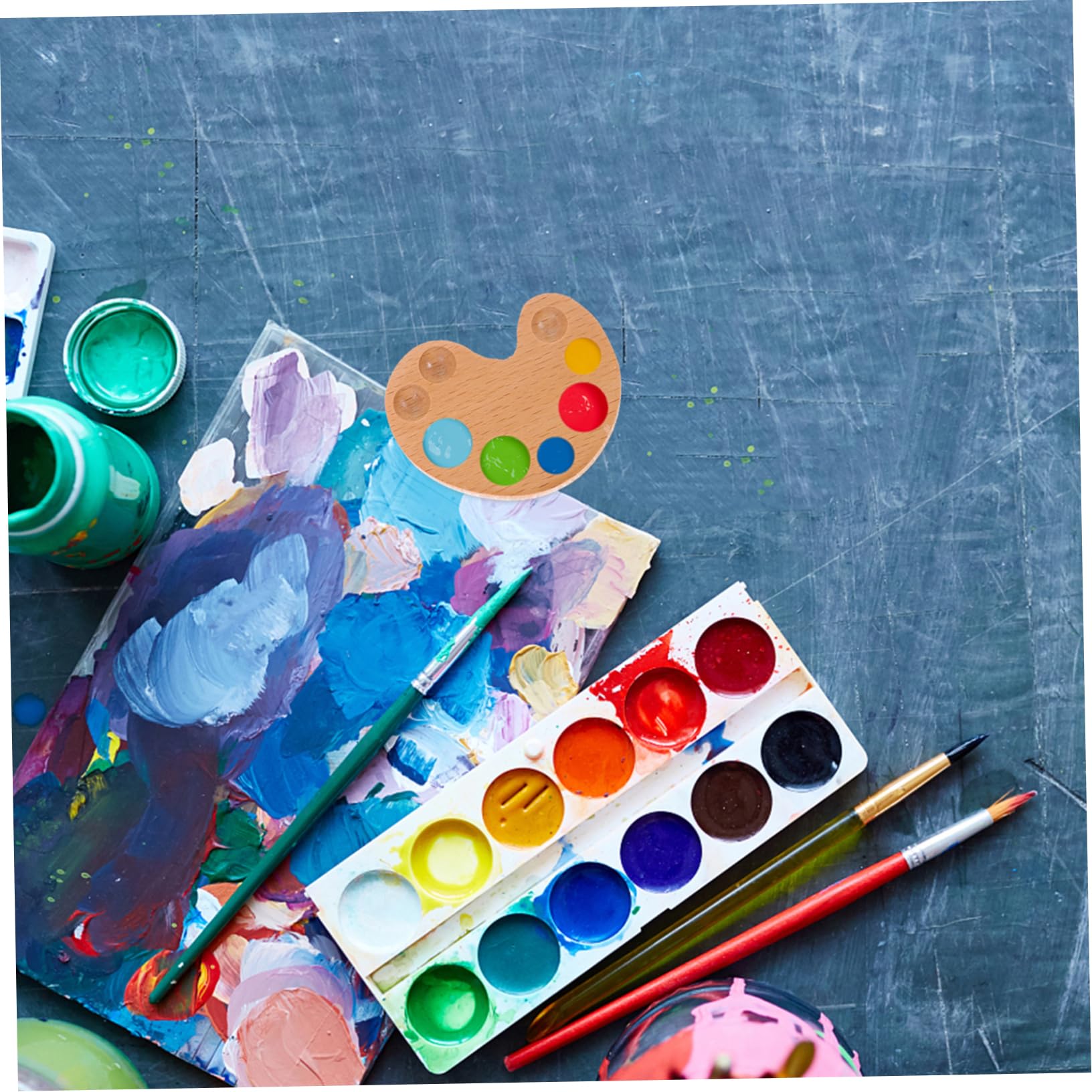 Lot De 5 Boîtes De Rangement Artistiques en Bois pour Aquarelles