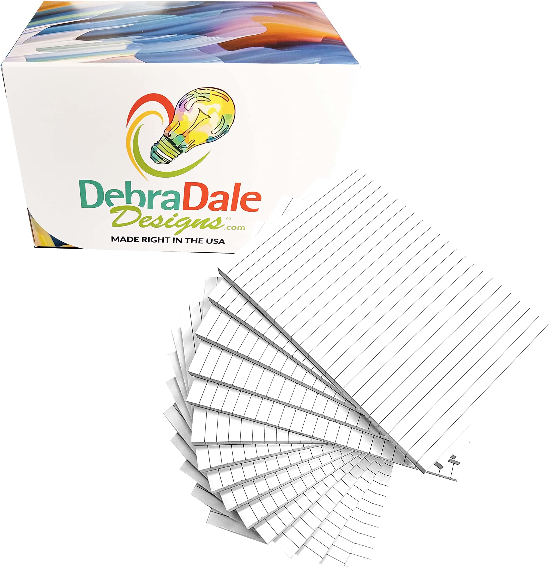 Debra Dale Designs | Made Right in the USA | 1/4" Ruled Memo Scratch Pads | 4" x 6" | 15 Pads of 50 Sheets | White | With box for storage/convenience