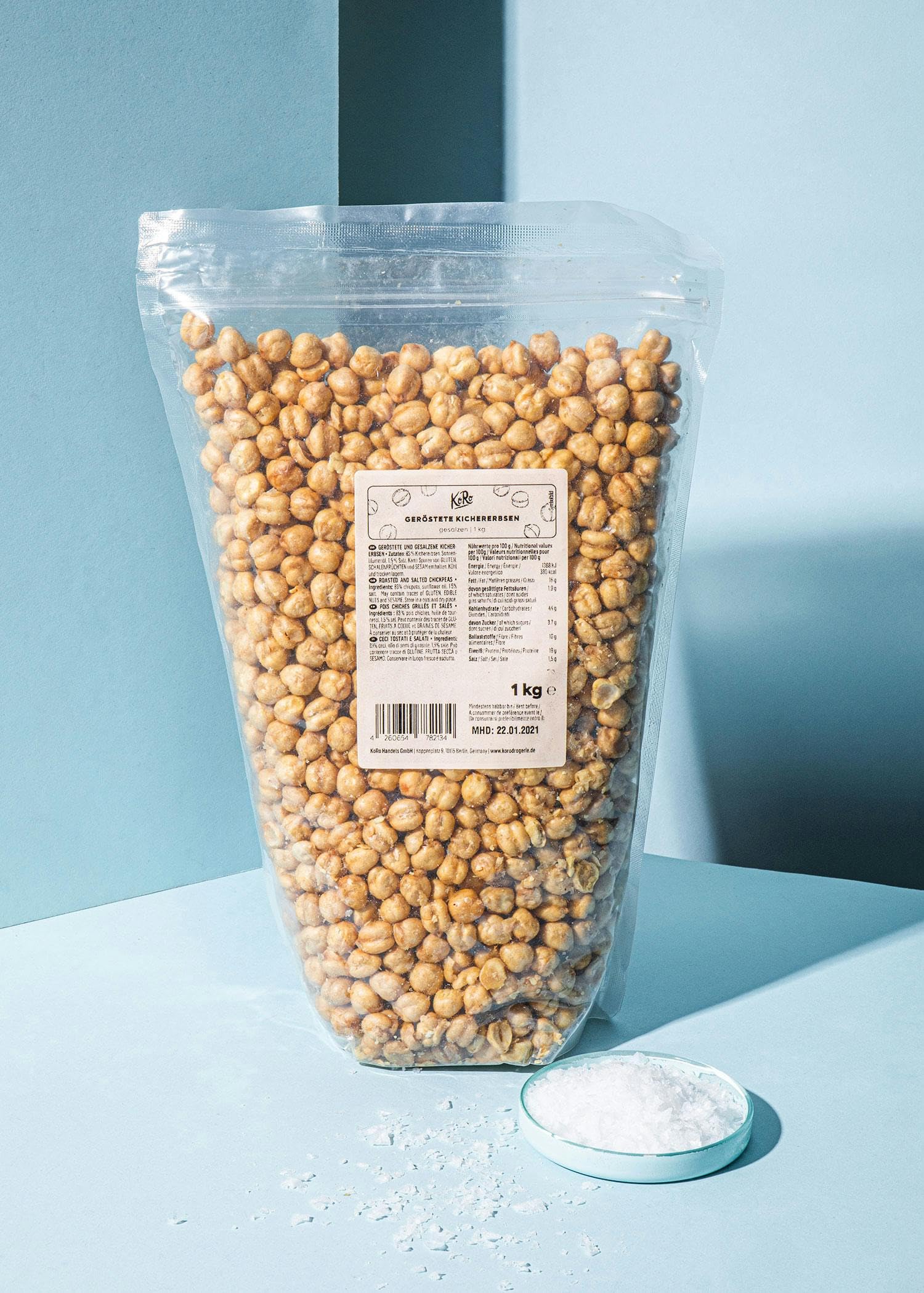 KoRo - Ceci tostati e salati 1 kg - versatili e croccanti - maxi formato - saporiti per aperitivi e come snack