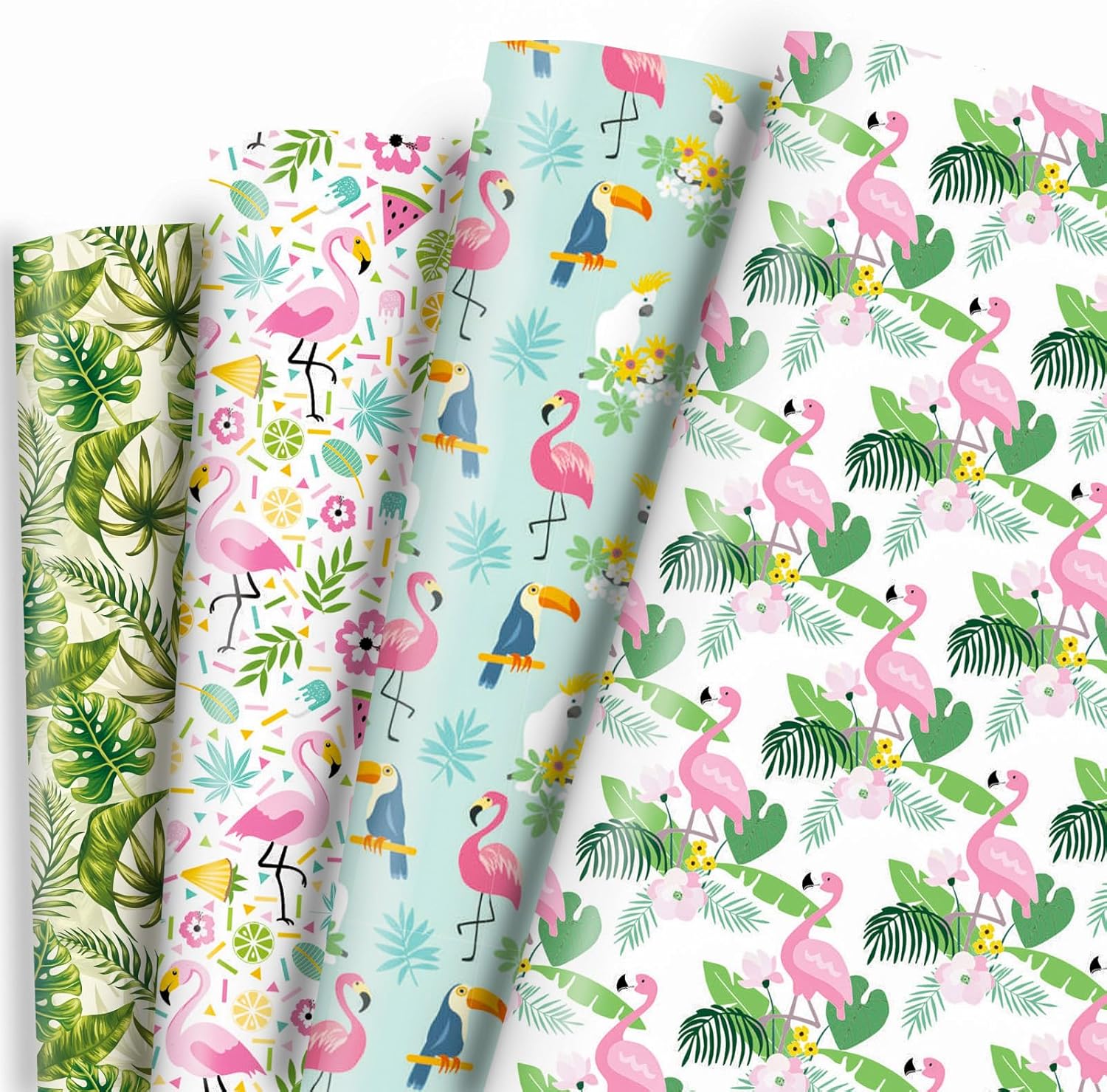 Dtiafu Flamingo Wrapping Paper Tropical Wrapping Paper