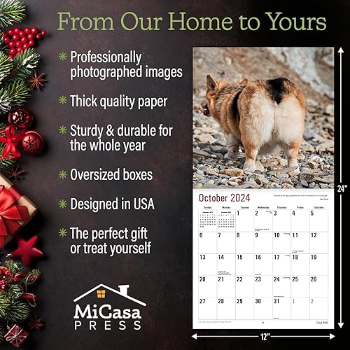 Miniatura 3 de MICASA Corgi Butts - Calendario mensual de pared colgante 2024  12 x 24 pulgadas abierto  Papel grueso y resistente  Regalar  Divertido divertido