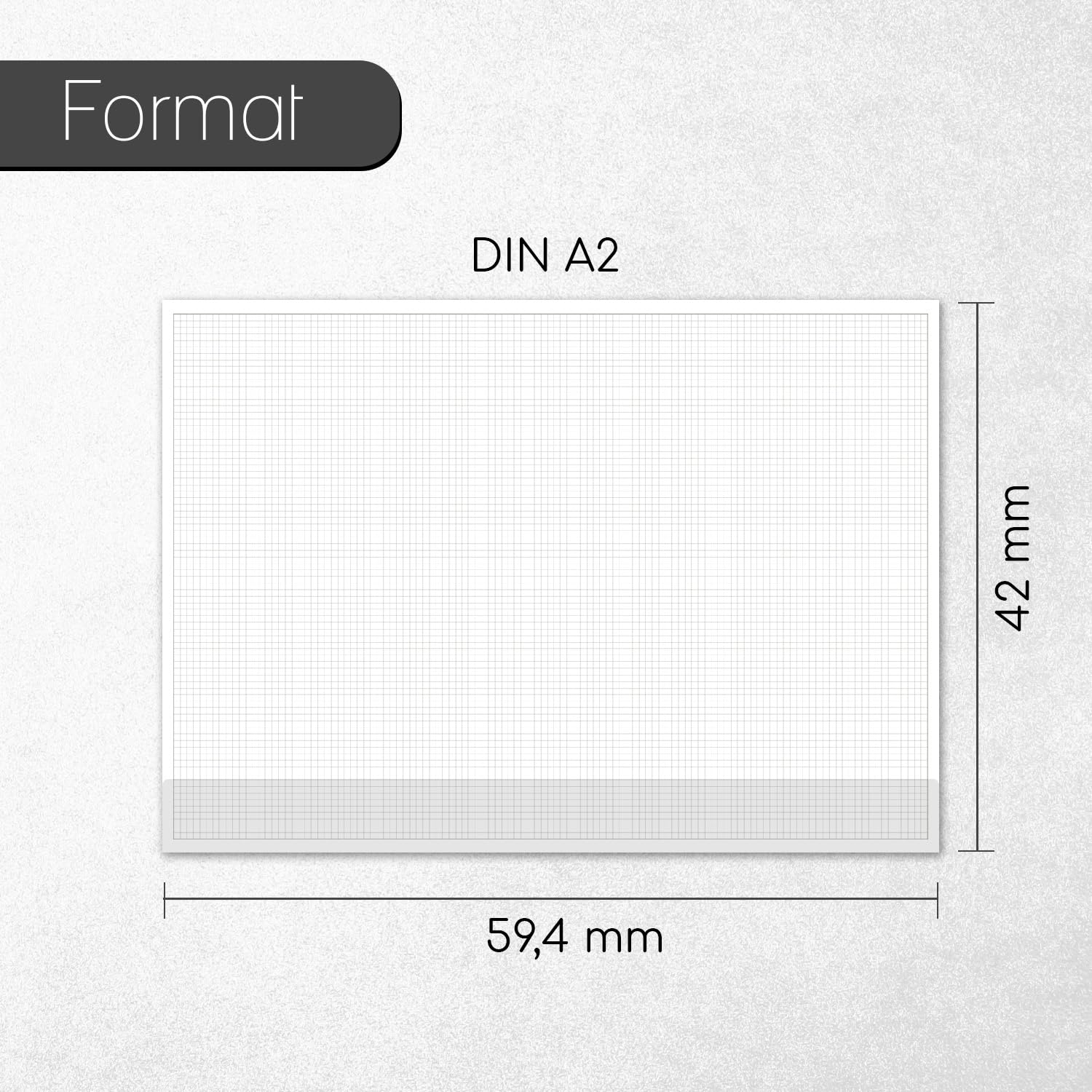 younikat Sous-main de bureau A2 quadrillé 5 mm 2 pcs 40 feuilles - dv1236 | Papier offset 80 g/m², 42 x 59,4 cm, quadrillage 5 x 5 mm, 40 feuilles, carton gris, collage haut et bas