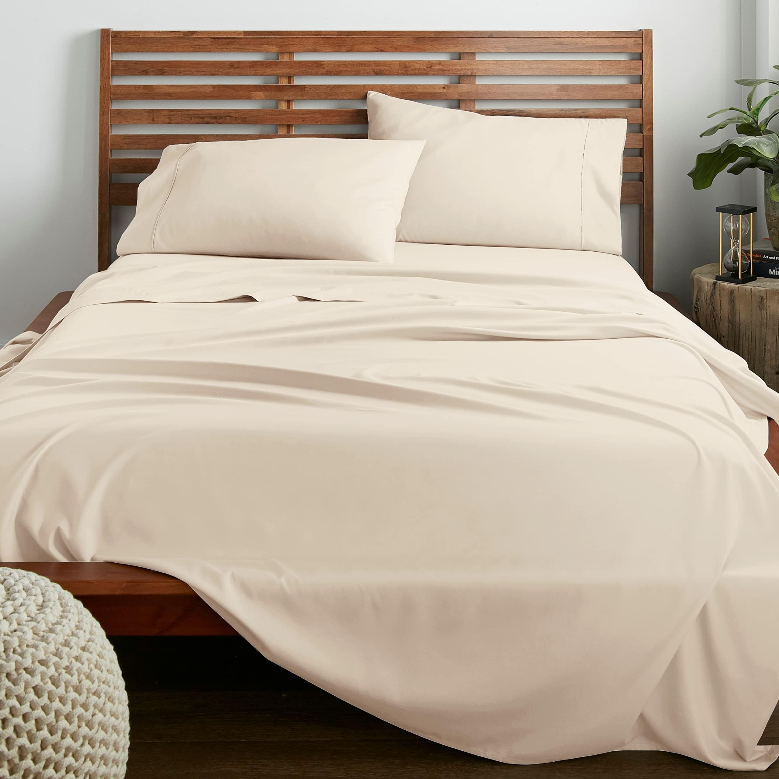 American Home Collection 4 Piece Full Size Bedding Sheets and Pillowcases Set - Ultra Soft Microfiber - Breathable, Wrinkle Free, Easy Care, Durable, Oeko-Tex Certified Sheet Set (Full, Ivory)