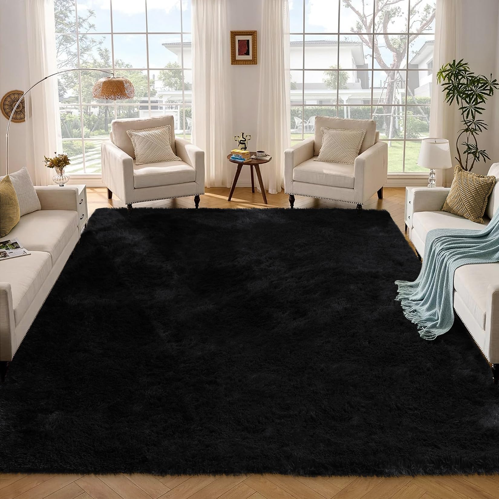 COZYLOOM Fluffy Area Rugs 9x12 Living Room Rug Large Bedroom Carpet Big Shag Indoor Thick Soft Nursery Rug Fluffy Carpets for Boy and Girls Room Dorm