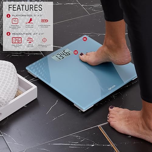 Miniatura 2 de Taylor Báscula de baño digital de vidrio para peso corporal, plataforma duradera, máquina de pesaje digital para personas, pantalla fácil de leer,