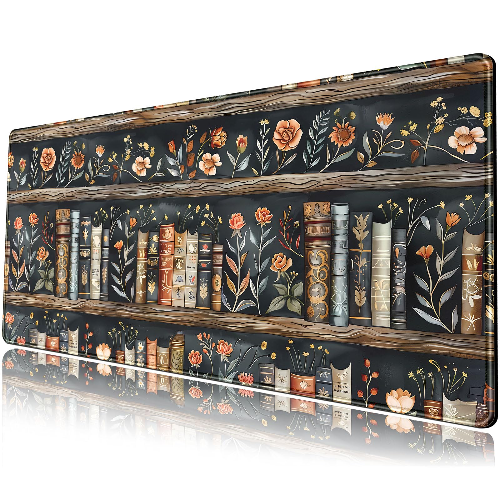 Library Desk Mat Dark Academia Large Mouse Pad Forest Book Nature Floral Gaming Mousepad XL Vintage Aesthetic Desk