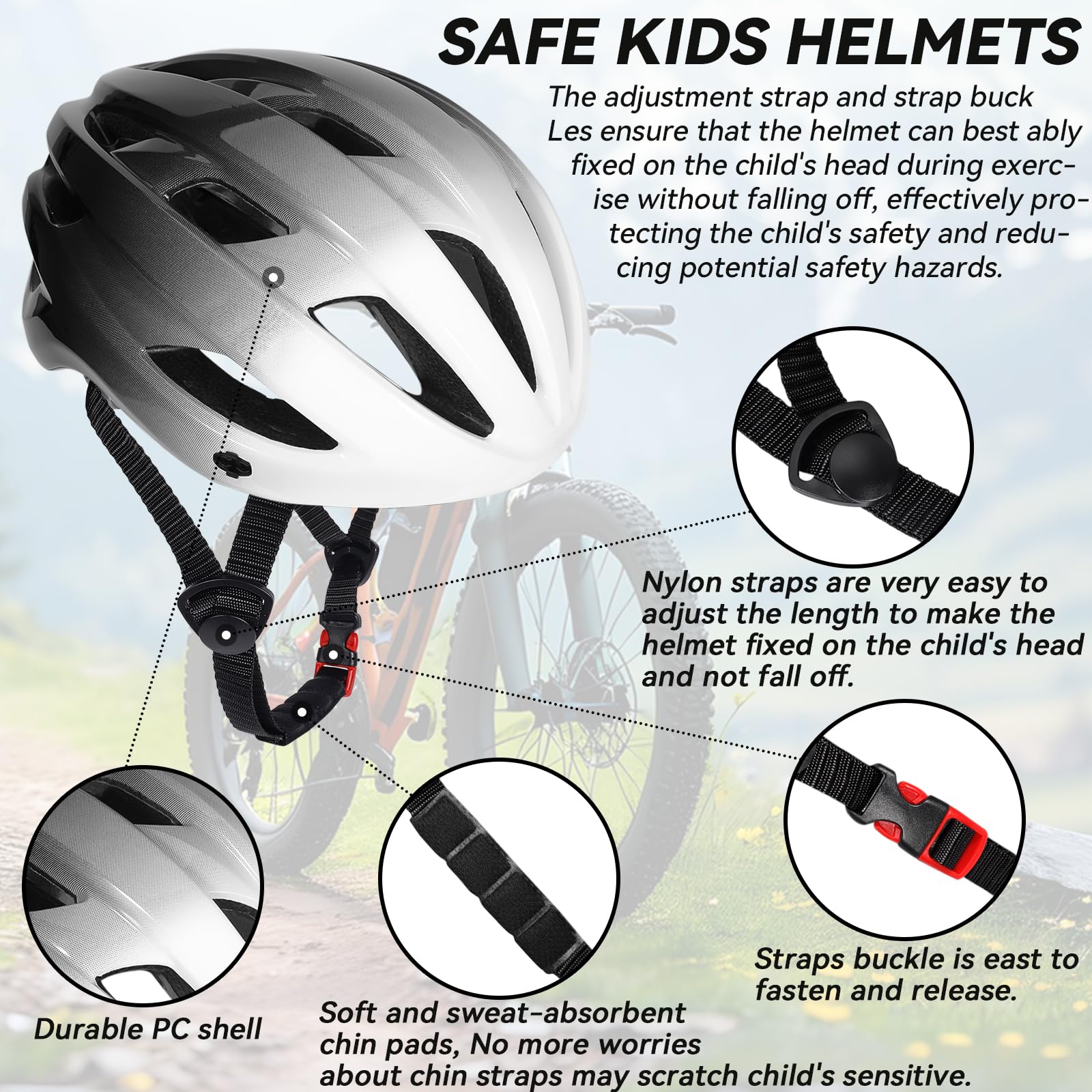 Casco da Bici per Bambini, Casco da Ciclista con Visiera, Regolabile per 3-16 Anni Leggero Traspirante Cascos per Skateboard Pattinaggio Monopattino Sport Estermi