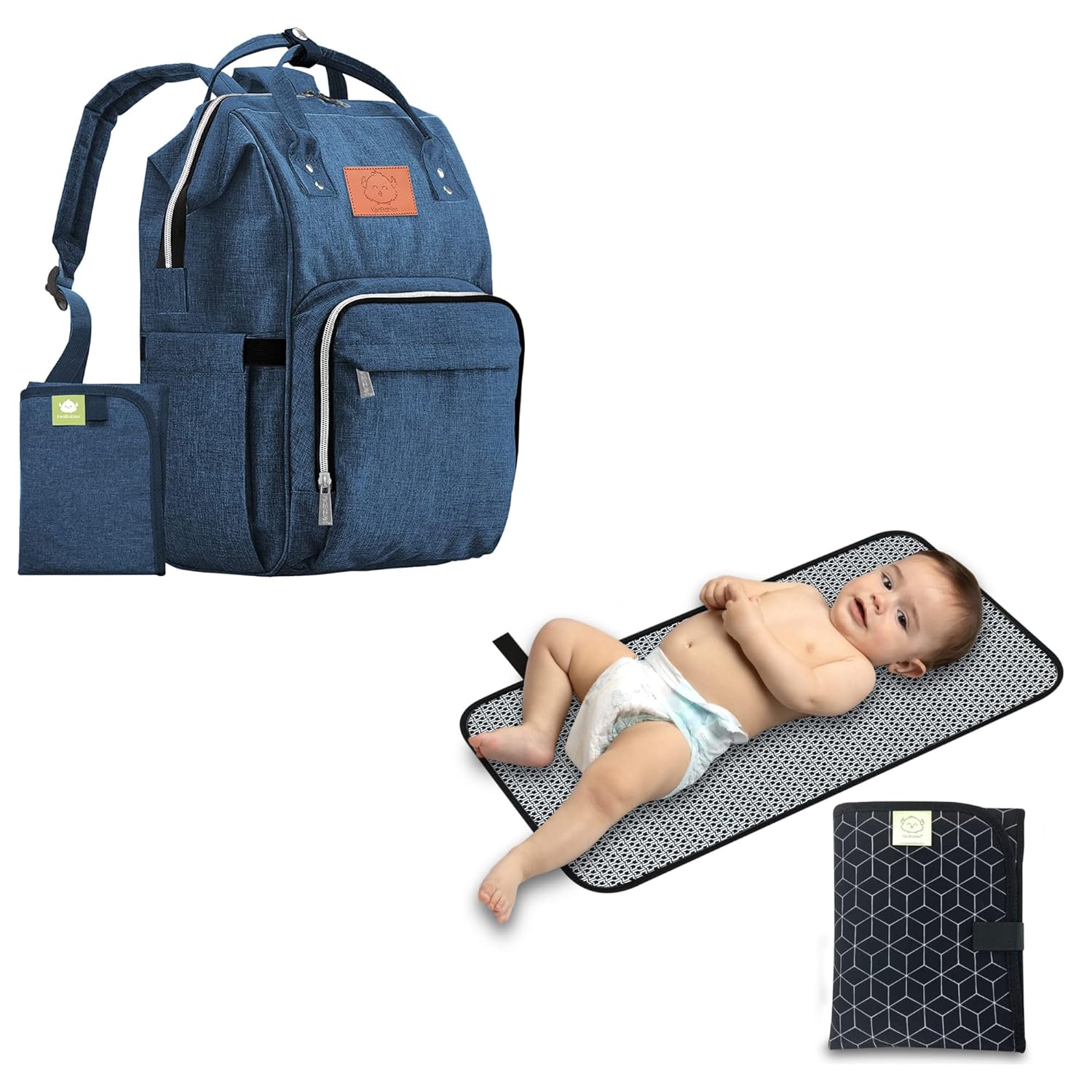KeaBabies Diaper Bag Backpack and Portable Diaper Changing Pad - Waterproof Multi Function Baby Travel Bags - Waterproof Foldable Baby Changing Mat - Travel Diaper Change Mat - Lightweight Pads