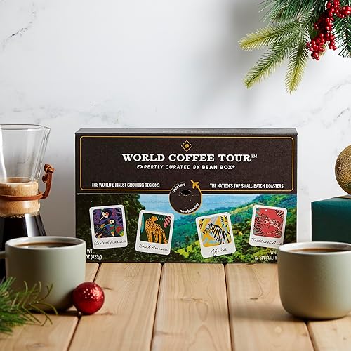 Miniatura 4 de Bean Box Tour Mundial del Café, cesta de regalo de café de especialidad, juego de regalo de café gourmet, regalos de café para mujeres y hombres,