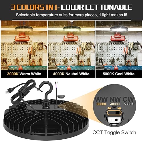 Miniatura 3 de BBESTLED Luces LED de alta bahía 240 W 200 W 150 W ajustables, 33,600LM 140LMW Luces LED de tienda de alta bahía 3000 K 4000 K 5000 K CCT