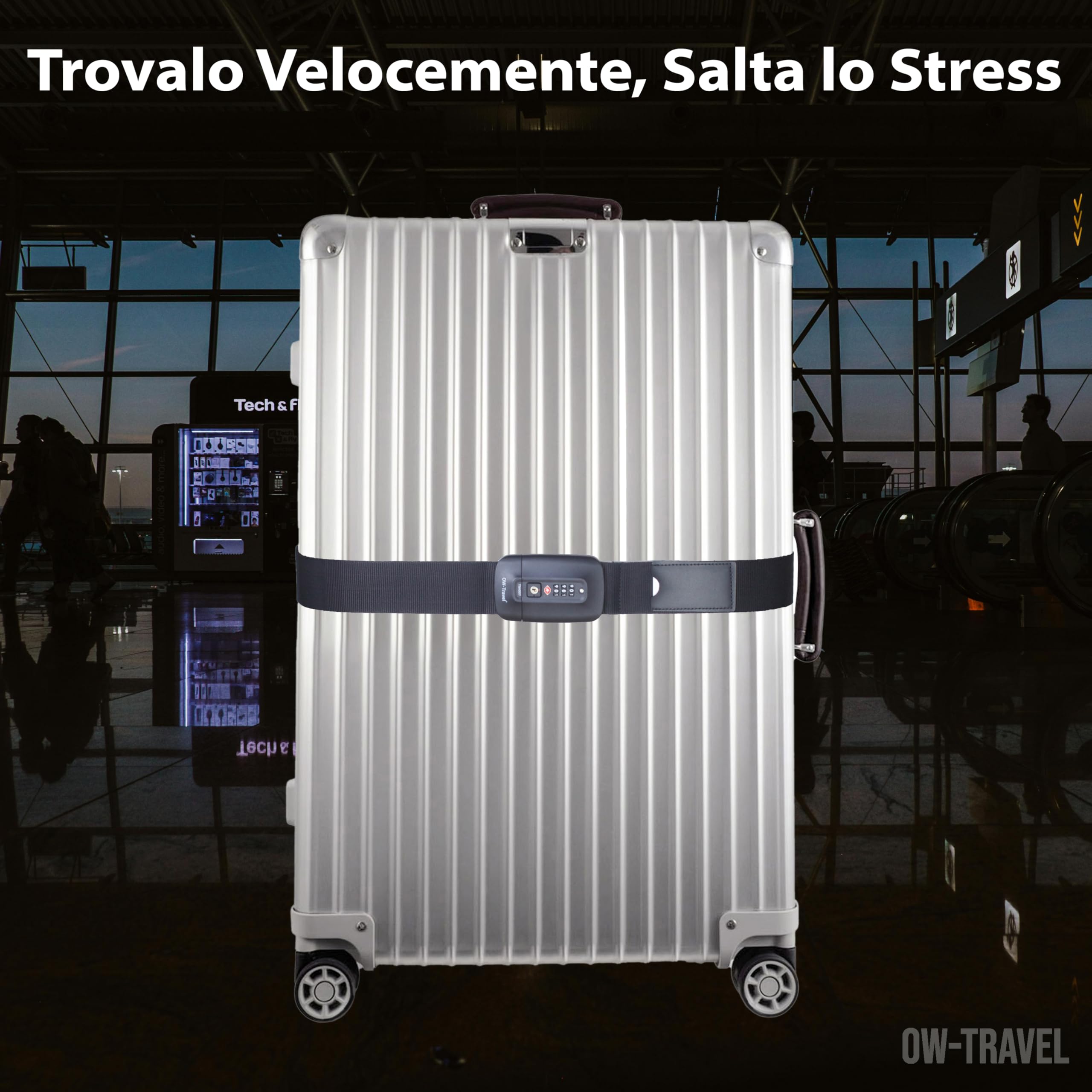 Veki Travel Cinghie per Valigia Incrociate Approvate TSA Cinghie per Imballaggio Regolabili con Tag con Nome e Carta ID Accessori da Viaggio (Arancione, 1 Pezzo